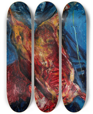 Triptych art skateboard deck of Cham Soutine Carcass Of Beef by Chaim Soutine (1893-1943)