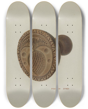 Triptych art skateboard deck of Franklyn Syres Pa German Butter Mold_4 by Franklyn Syres