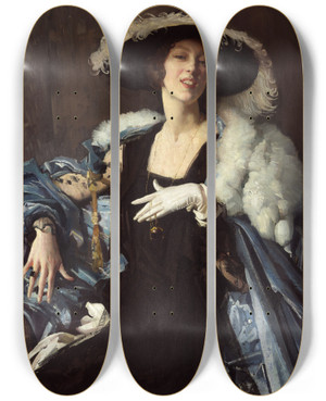 Triptych art skateboard deck of George Washington Lambert The White Glove by George Washington Lambert (1873-1930)