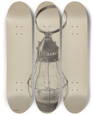 Triptych art skateboard deck of Edith Magnette Lantern by Edith Magnette (20-)