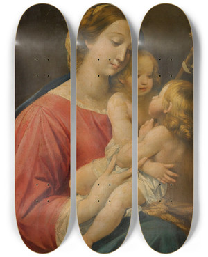 Triptych art skateboard deck of Giuseppe Cesari The Madonna And Child With The Infant Saint John The Baptist by Giuseppe Cesari (1568-1640)