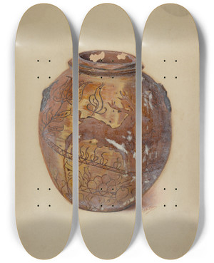 Triptych art skateboard deck of William L Antrim Pa German Jar_3 by William L Antrim