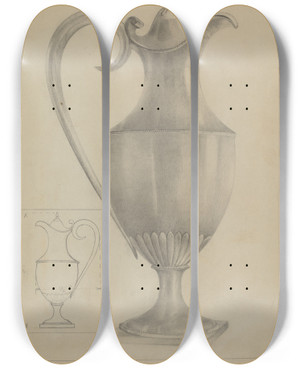 Triptych art skateboard deck of Louis Annino Silver Flagon by Louis Annino