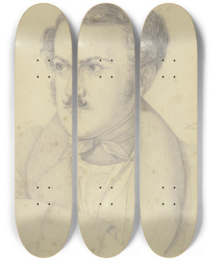 Triptych art skateboard deck of Nikolaus Hoff Bildnis Des Schlachtenmalers Joseph Joachim Von Schnitzer by Nikolaus Hoff (1798-1873)