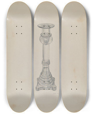 Triptych art skateboard deck of Joseph Mitry Candlestick by Joseph Mitry