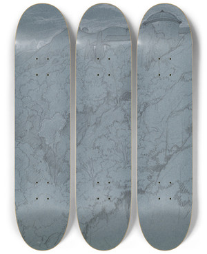 Triptych art skateboard deck of Franois Edouard Bertin Saintsauveur by Francois Edouard Bertin (1797-1871)