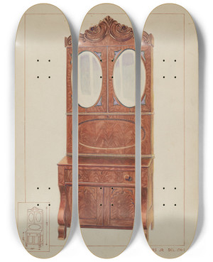 Triptych art skateboard deck of Ernest A Towers Jr Secretary by Ernest A Towers Jr (20-)