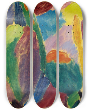Triptych art skateboard deck of Alexej Von Jawlensky Variation_1 by Alexej Von Jawlensky (1864-1941)