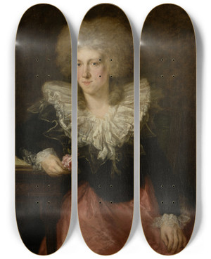 Triptych art skateboard deck of Johann Georg Edlinger Portrait Of A Woman by Johann Georg Edlinger