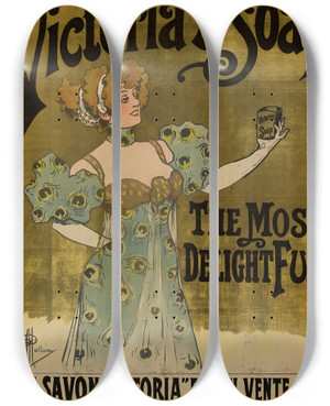 Triptych art skateboard deck of Albert Guillaume Victorias Soap by Albert Guillaume (1873-1942)