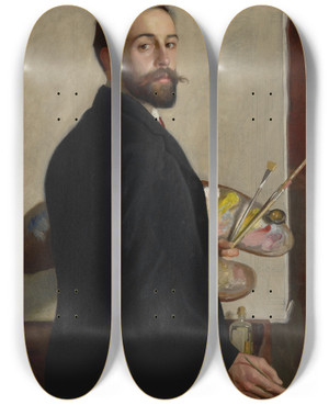 Triptych art skateboard deck of William Mcgregor Paxton Ernest Fosbery Esq by William Mcgregor Paxton (1869-1941)