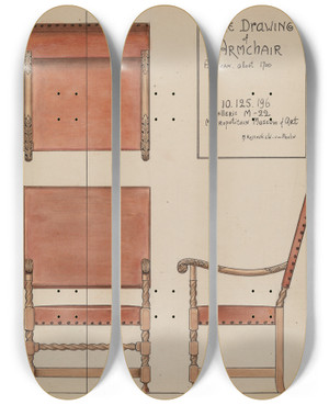 Triptych art skateboard deck of M Rosenshieldvonpaulin Armchair_2 by M. Rosenshield-von-Paulin