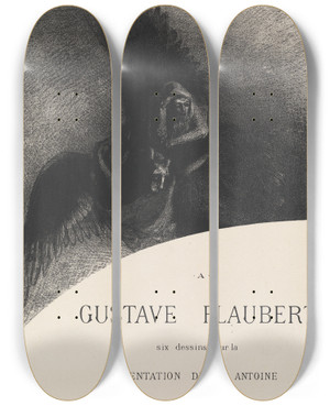 Triptych art skateboard deck of Odilon Redon Frontispiece by Odilon Redon (1840-1916)