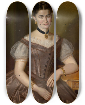 Triptych art skateboard deck of Peter Michal Boh Pavlna Mekov Ne Jesensk by Peter Michal Bohun (1822-1879)