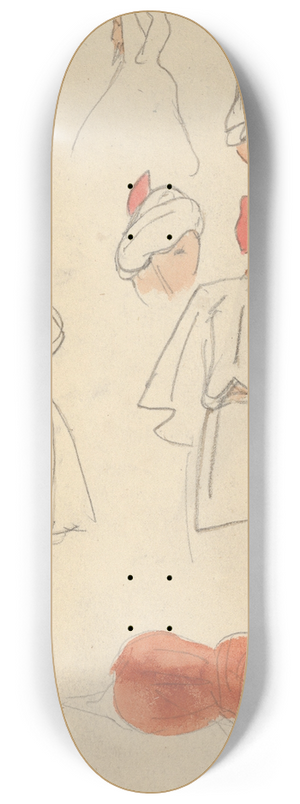 Eugne Delacroix - Seven Studies of Moroccan Mens Costume 8.25 inch art skate deck