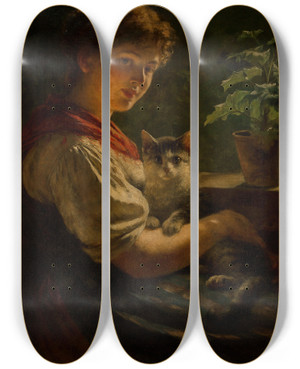 Triptych art skateboard deck of Rudolf Epp Best Friends by Rudolf Epp (1834-1910)