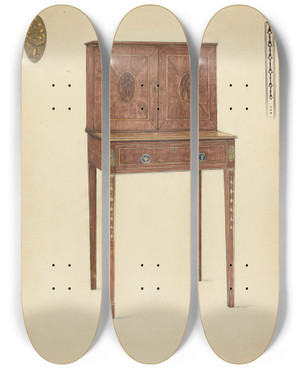 Triptych art skateboard deck of Nicholas Gorid Ladys Writing Cabinet by Nicholas Gorid (20-)