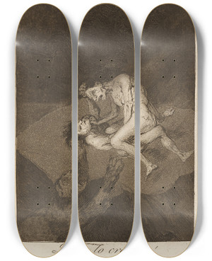 Triptych art skateboard deck of Francisco De Goya Quien Lo Creyera Who Would Have Thought It by Francisco de Goya (1746-1828)