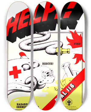 Triptych art skateboard deck of National Institutes Of Health Help by National Institutes Of Health (1887)