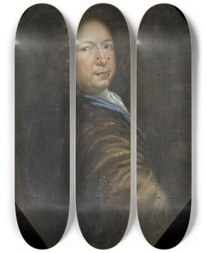 Triptych art skateboard deck of David Klcker Ehrenstrahl Selfportrait by David Klocker Ehrenstrahl (1628-1698)