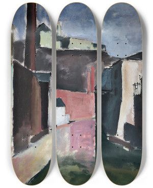 Triptych art skateboard deck of Otto Geigenberger Aus Luxemburg by Otto Geigenberger (1881-1946)