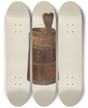 Triptych art skateboard deck of Wilbur M Rice Wooden Noggin by Wilbur M Rice