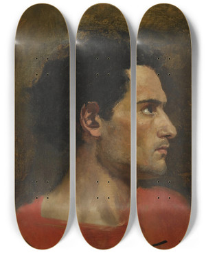 Triptych art skateboard deck of Henryk Siemiradzki Man In Profile by Henryk Siemiradzki (1843-1902)