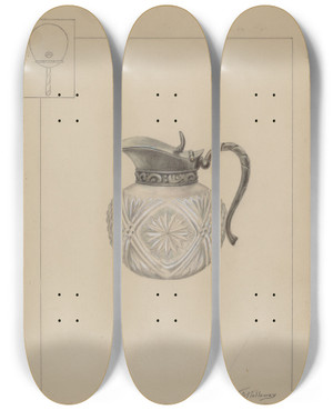 Triptych art skateboard deck of Thomas Holloway Syrup Pitcher by Thomas Holloway