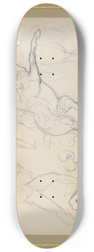 Eugne Delacroix - Studies of Figures, Horses andDogs 8.25 inch art skate deck