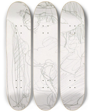 Triptych art skateboard deck of Reijer Stolk Figuurstudie_2 by Reijer Stolk (1896-1945)