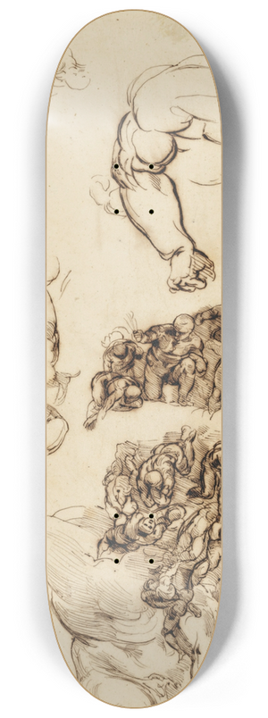 Eugne Delacroix - Studies of nude figures, after Michelangelo 8.25 inch art skate deck