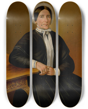 Triptych art skateboard deck of Peter Michal Boh Portrait Of A Seated Old Woman by Peter Michal Bohun (1822-1879)