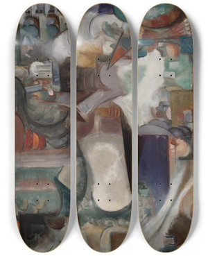 Triptych art skateboard deck of Henri Victor Gabriel Le Fauconnier The Huntsman by Henri Victor Gabriel Le Fauconnier (1881-1945)
