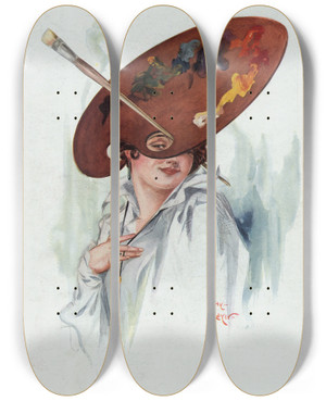 Triptych art skateboard deck of Henry Mayer Fresh Paint by Henry Mayer (1868-1954)