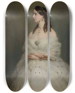Triptych art skateboard deck of Franz Xaver Winterhalter Portrait Of Mrs Vanderbyl by Franz Xaver Winterhalter (1805-1873)