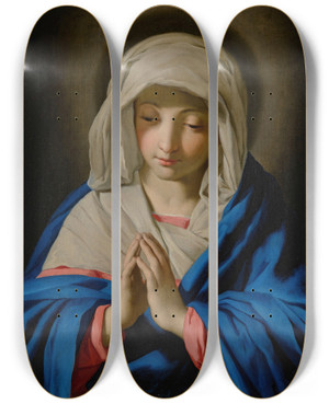 Triptych art skateboard deck of Giovanni Battista Salvi Da Sassoferrato The Madonna In Prayer_1 by Giovanni Battista Salvi Da Sassoferrato (1609-1685)