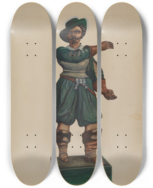 Triptych art skateboard deck of Florian Rokita Cigar Store Figure_2 by Florian Rokita
