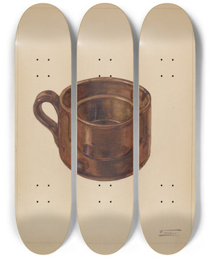 Triptych art skateboard deck of Frank Fumagalli Shaving Mug by Frank Fumagalli (20-)