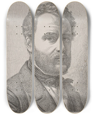 Triptych art skateboard deck of Constantin Hansen Portrt Af Wilhelm Marstrand_1 by Constantin Hansen (1804-1880)