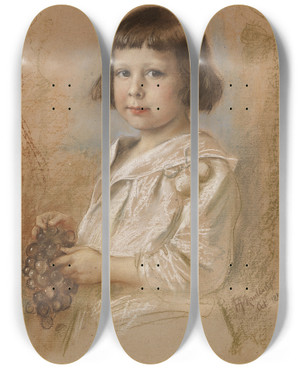 Triptych art skateboard deck of Friedrich August Von Kaulbach Maximilian Von Heyl Zu Herrnsheim by Friedrich August Von Kaulbach (1850-1920)
