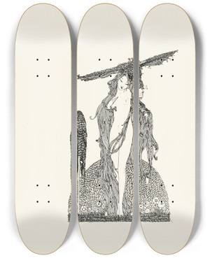 Triptych art skateboard deck of Harry Clarke Donkeyskin by Harry Clarke (1889-1931)