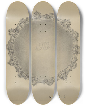 Triptych art skateboard deck of Vincent Carano Silver Salver_1 by Vincent Carano