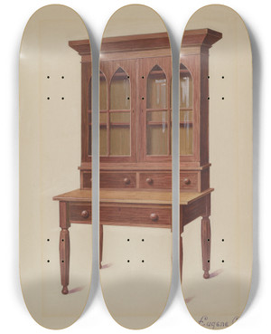Triptych art skateboard deck of Eugene Croe Secretary Desk by Eugene Croe (20-)