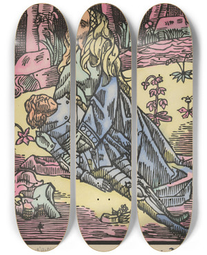 Triptych art skateboard deck of Emile Bernard Death Of The Horseman by Emile Bernard (1868-1941)