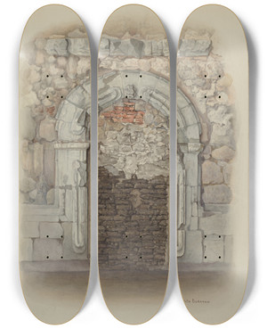 Triptych art skateboard deck of Juanita Donahoo Doorway Stone_2 by Juanita Donahoo