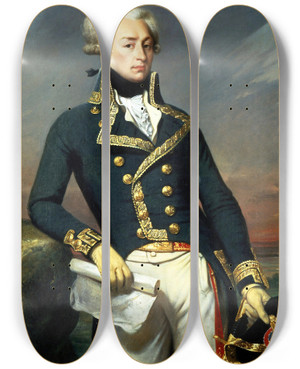 Triptych art skateboard deck of Josephdsir Court Portrait Of Gilbert Motier The Marquis De La Fayette As A Lieutenant General 1791 by Joseph-Dsir Court (1797-1865)