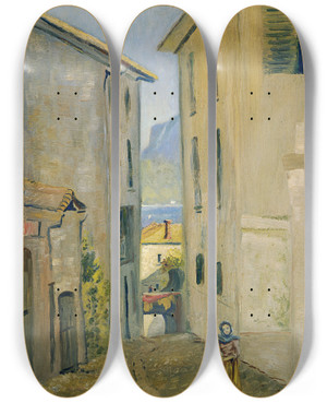 Triptych art skateboard deck of Louis Michel Eilshemius Street In Lugano by Louis Michel Eilshemius (1864-1941) Triptych art skateboard deck of Louis Michel Eilshemius Street In Lugano by Louis Michel Eilshemius (1864-1941)