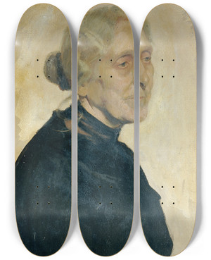 Triptych art skateboard deck of Josef Wawra Portrt Einer Alten Dame by Josef Wawra (1893-1935)