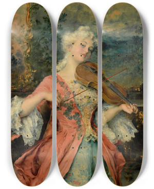 Triptych art skateboard deck of Francesco Vinea The Language Of Love by Francesco Vinea (1845-1902)