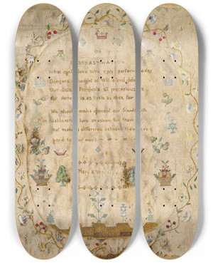 Triptych art skateboard deck of Max Unger Sampler by Max Unger